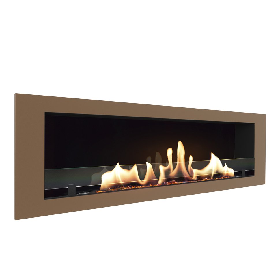 Биокамин встраиваемый SteelHeat LONG 1800 с рамкой цвет бронза 