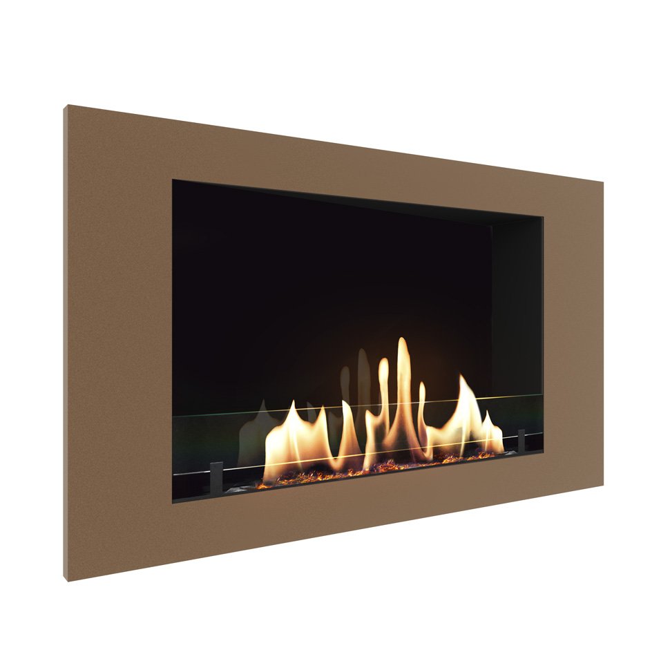 Биокамин встраиваемый SteelHeat LONG 900 с рамкой цвет бронза 
