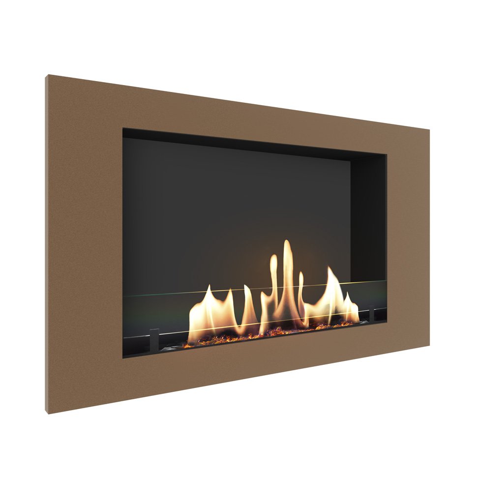 Биокамин встраиваемый SteelHeat LONG 900 с рамкой цвет бронза 
