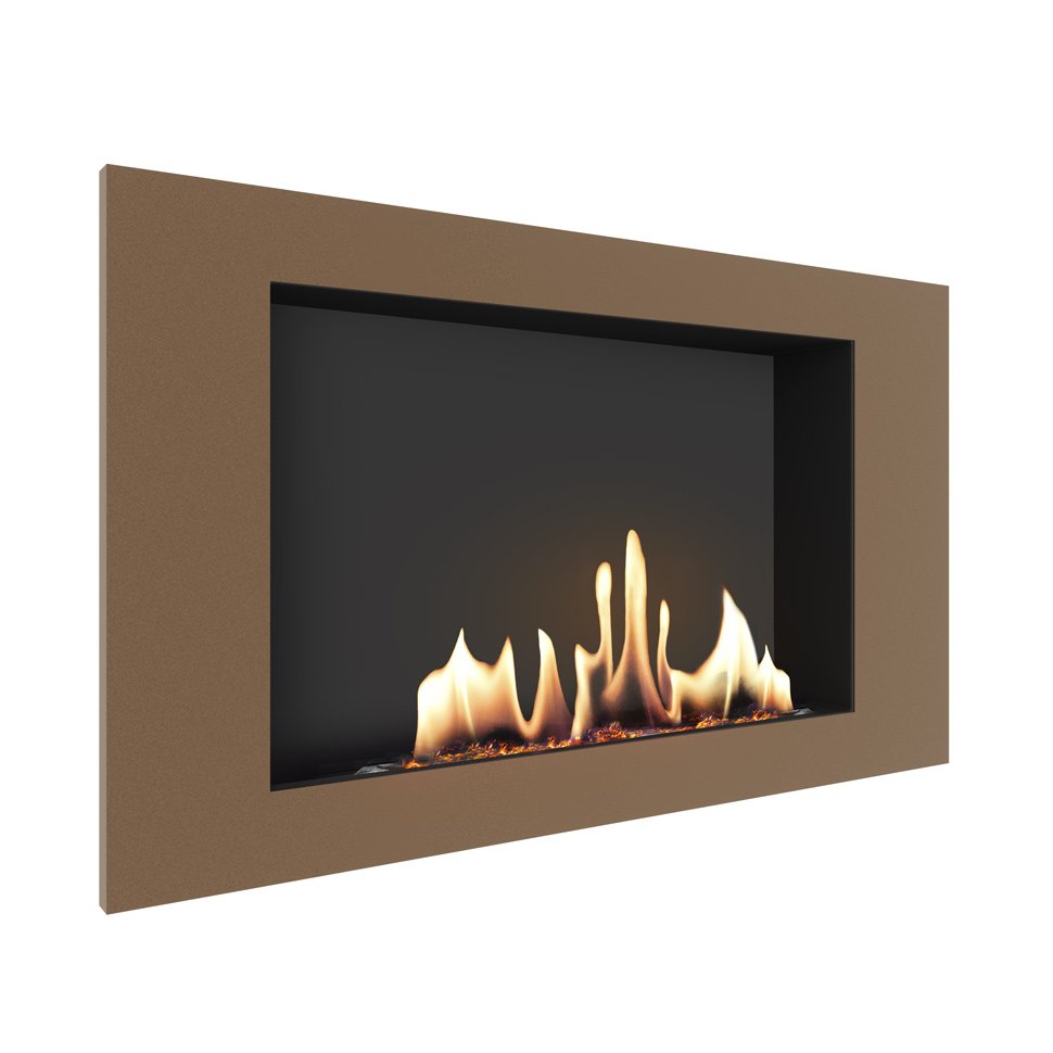 Биокамин встраиваемый SteelHeat LONG 900 с рамкой цвет бронза 