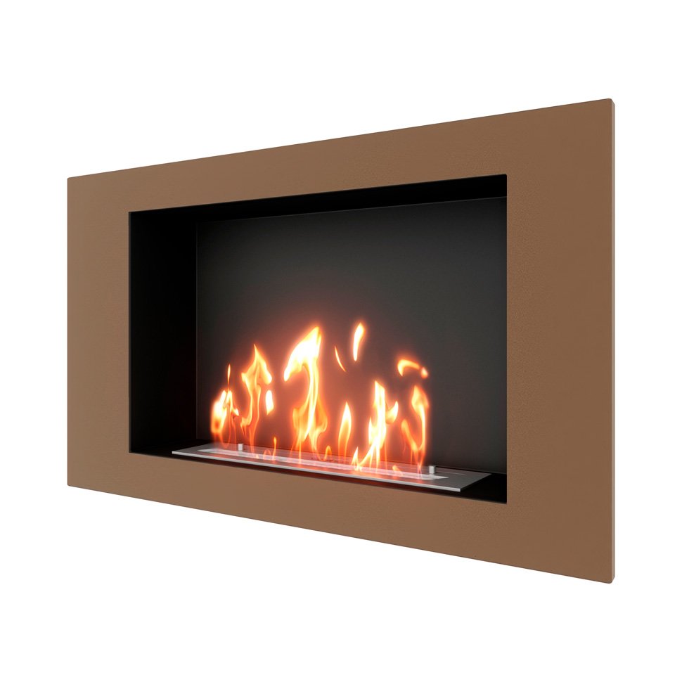 Биокамин встраиваемый SteelHeat LONG 900 с рамкой цвет бронза 