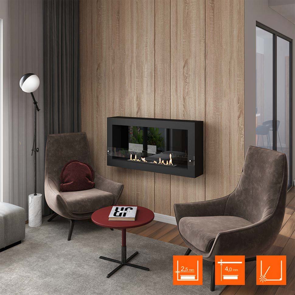 Биокамин SteelHeat WALL ONE 1100 LITE черный 