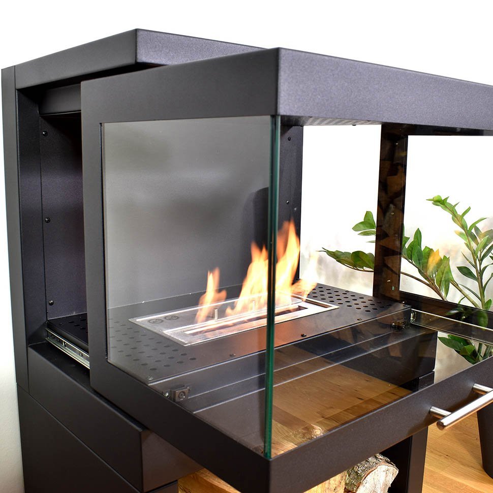Напольный биокамин SteelHeat FAMILY черный 