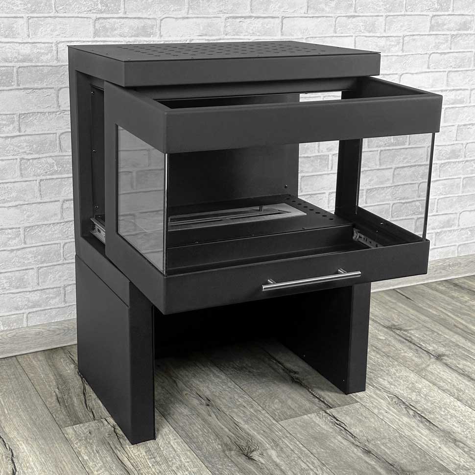 Напольный биокамин SteelHeat FAMILY черный 