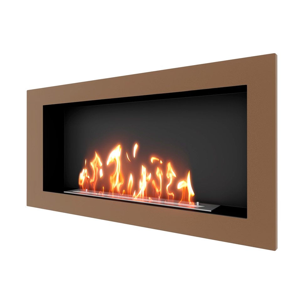 Биокамин встраиваемый SteelHeat ONE 1100 с рамкой цвет бронза 