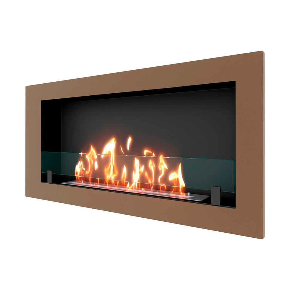 Биокамин встраиваемый SteelHeat ONE 1100 с рамкой цвет бронза 