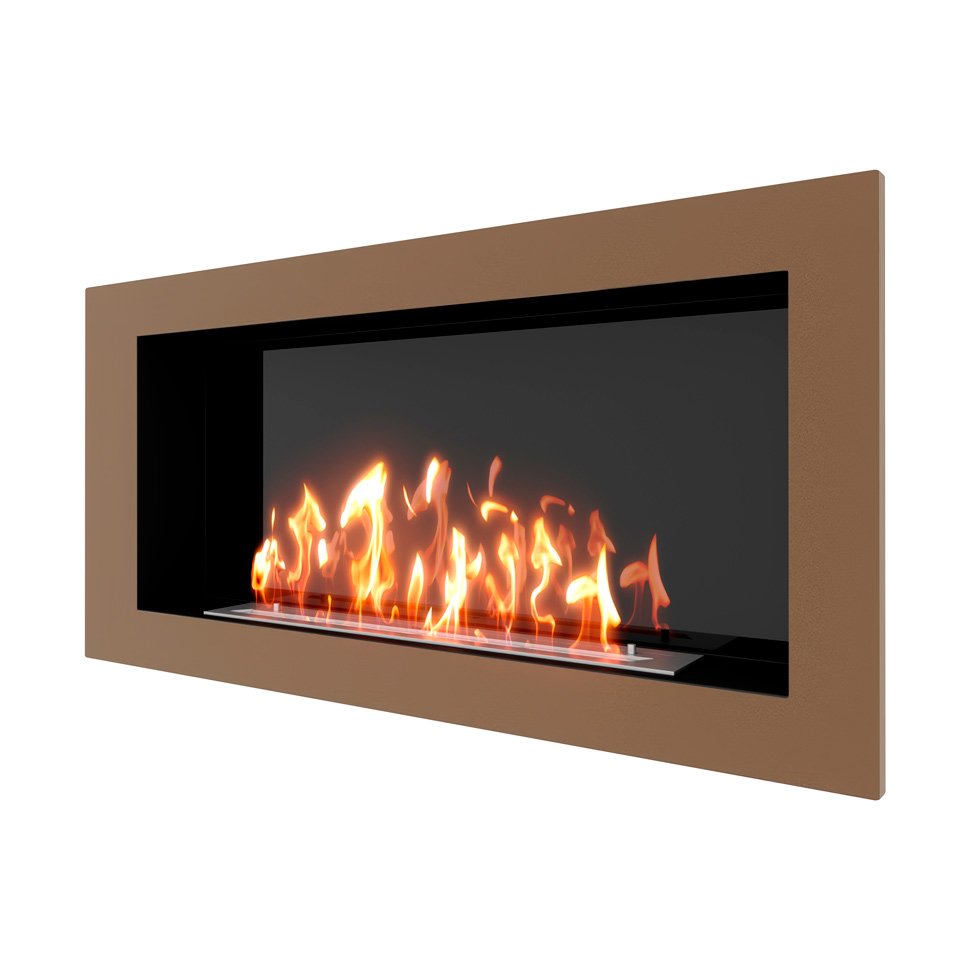 Биокамин встраиваемый SteelHeat ONE 1100 с рамкой цвет бронза 