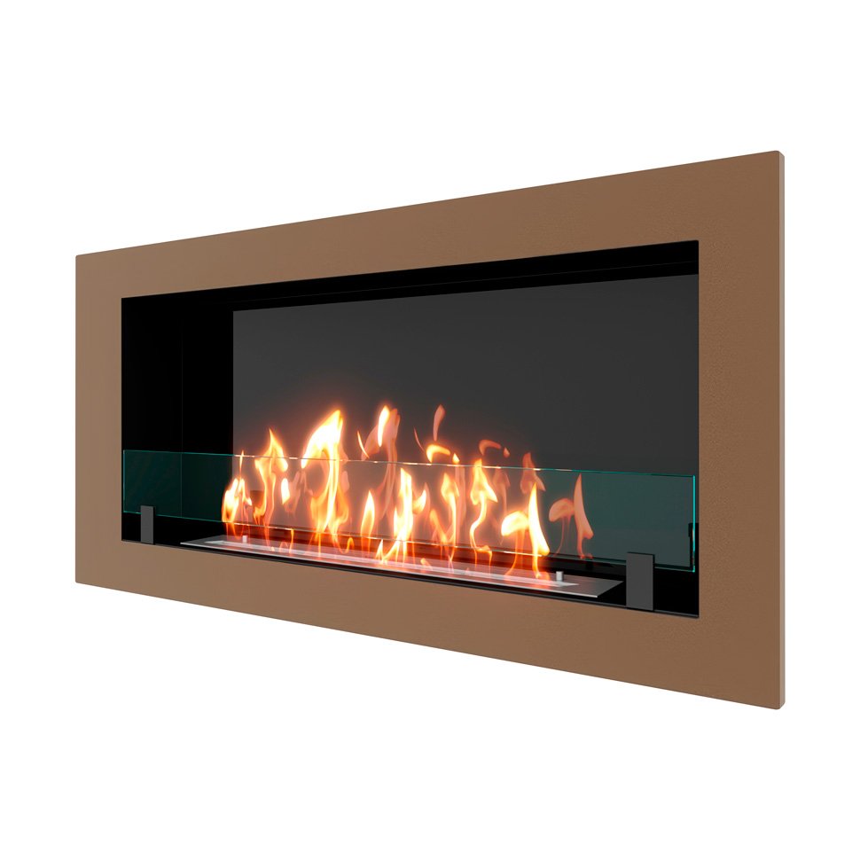 Биокамин встраиваемый SteelHeat ONE 1100 с рамкой цвет бронза 