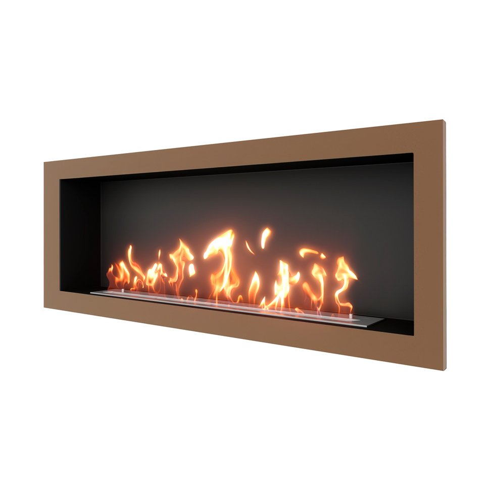 Биокамин встраиваемый SteelHeat ONE 1400 с рамкой цвет бронза 