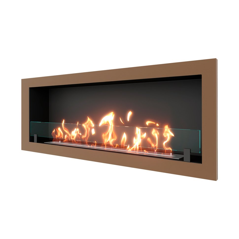 Биокамин встраиваемый SteelHeat ONE 1400 с рамкой цвет бронза 