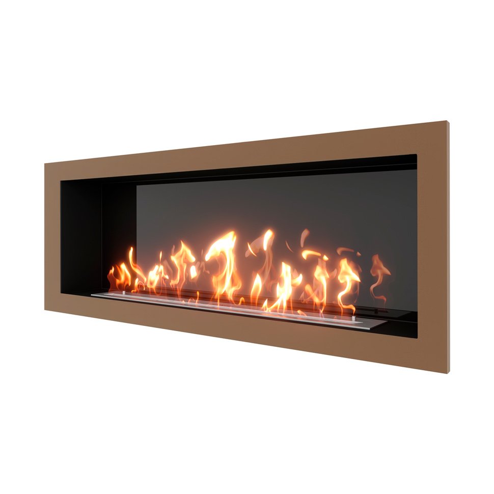 Биокамин встраиваемый SteelHeat ONE 1400 с рамкой цвет бронза 