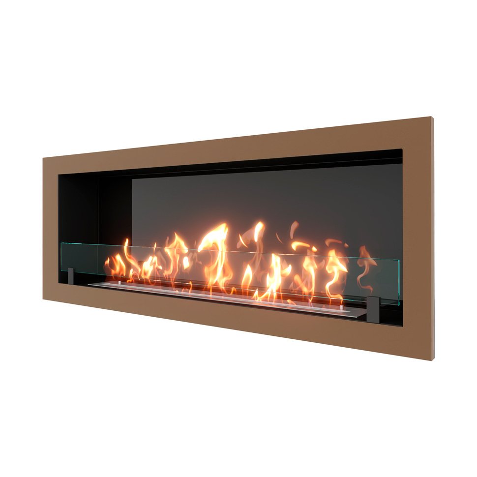 Биокамин встраиваемый SteelHeat ONE 1400 с рамкой цвет бронза 