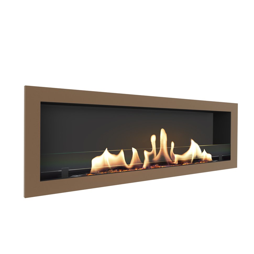 Биокамин встраиваемый SteelHeat ONE 1700 с рамкой цвет бронза 