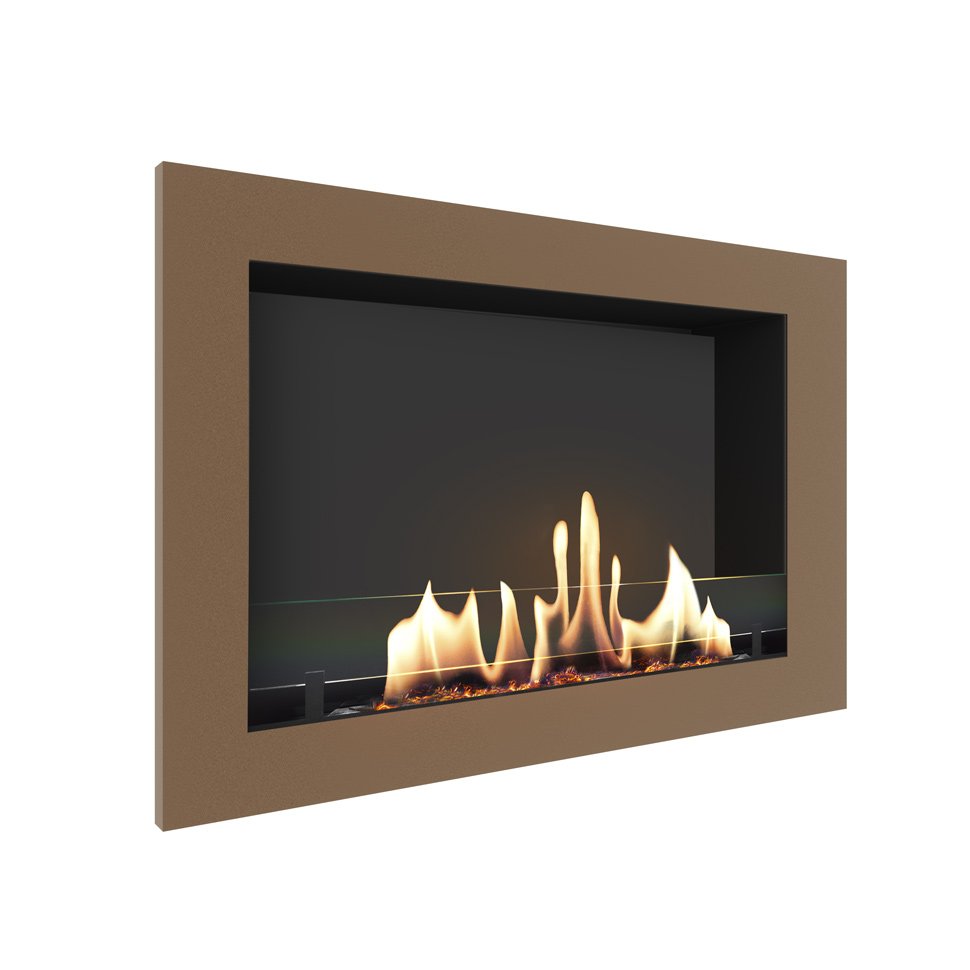 Биокамин встраиваемый SteelHeat ONE 800 с рамкой цвет бронза 