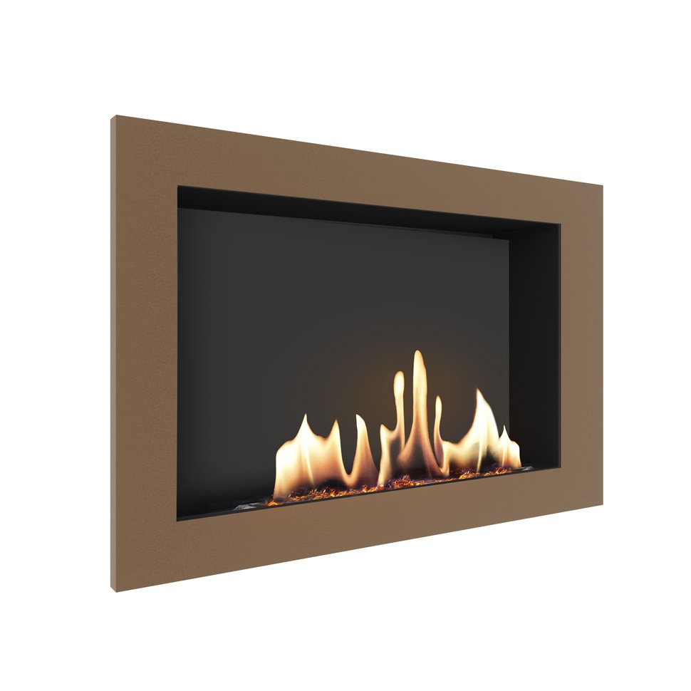 Биокамин встраиваемый SteelHeat ONE 800 с рамкой цвет бронза 