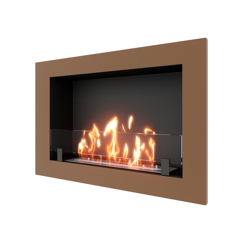 Биокамин встраиваемый SteelHeat ONE 800 с рамкой цвет бронза 