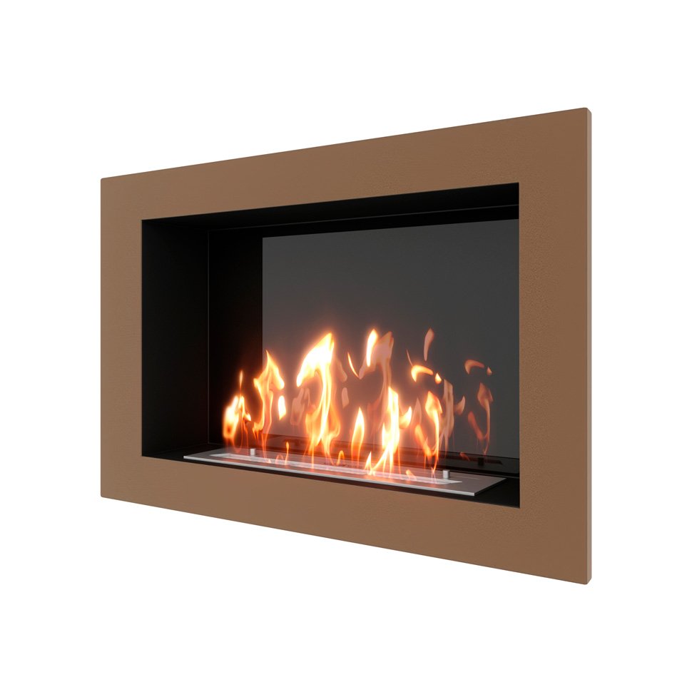 Биокамин встраиваемый SteelHeat ONE 800 с рамкой цвет бронза 