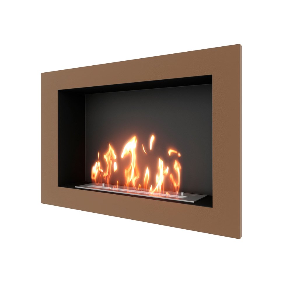 Биокамин встраиваемый SteelHeat ONE 800 с рамкой цвет бронза 