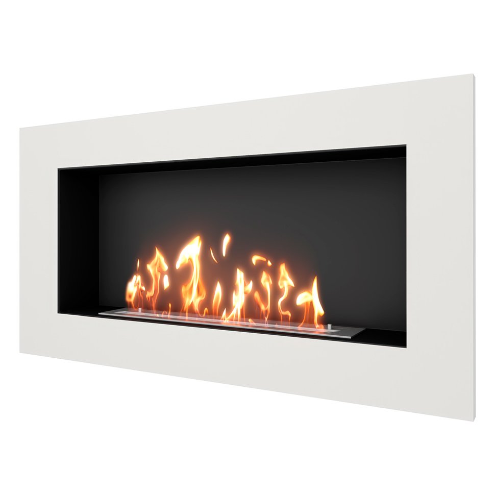 Биокамин встраиваемый SteelHeat GRAND 1200 с рамкой цвет белый 