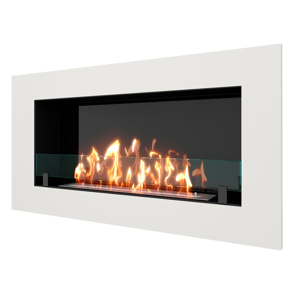 Биокамин встраиваемый SteelHeat GRAND 1200 с рамкой цвет белый 