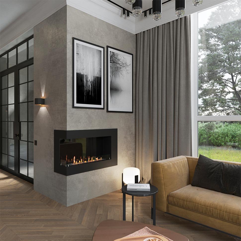 Биокамин угловой SteelHeat GRAND 1000 левый 