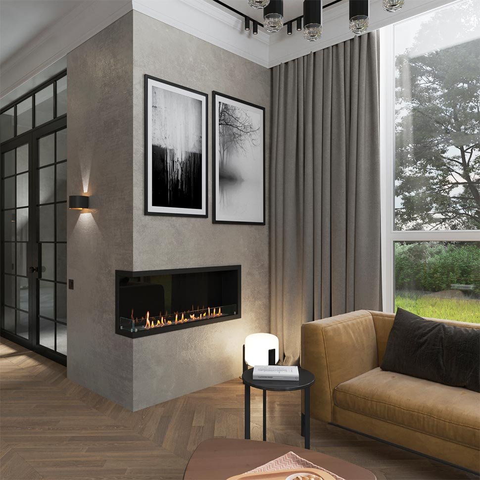 Биокамин угловой SteelHeat Leader 1100 левый 