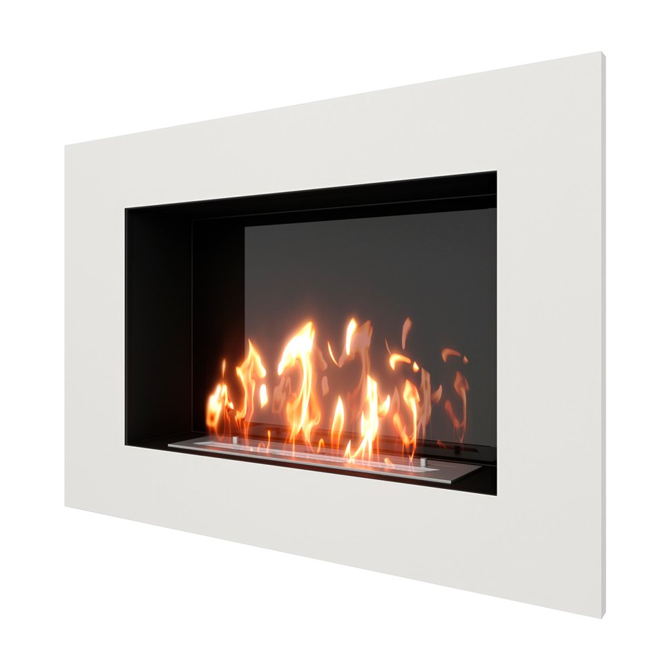 Биокамин встраиваемый SteelHeat GRAND 900 с рамкой цвет белый 