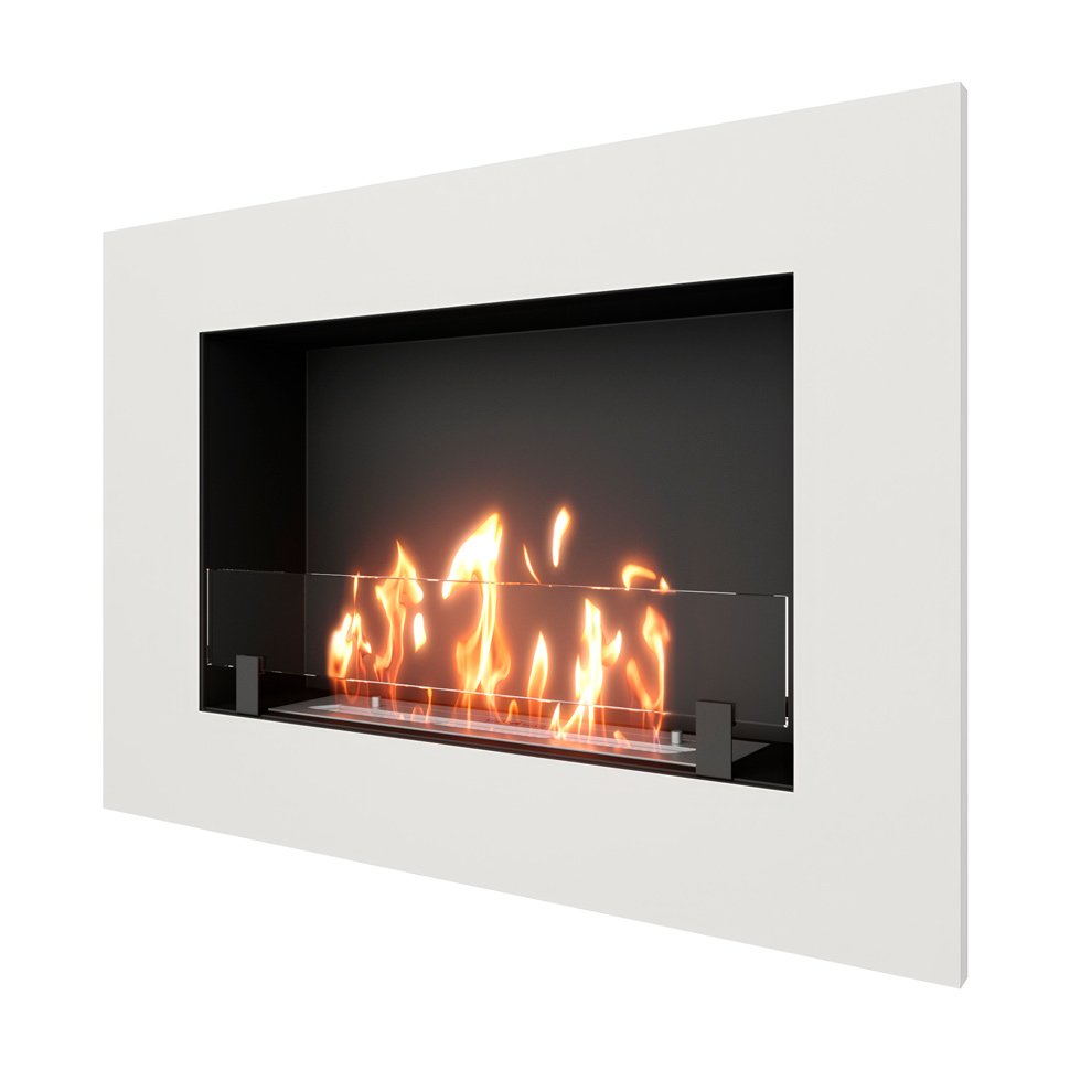 Биокамин встраиваемый SteelHeat GRAND 900 с рамкой цвет белый 