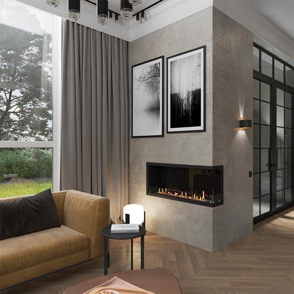 Биокамин угловой SteelHeat Leader 1100 правый 