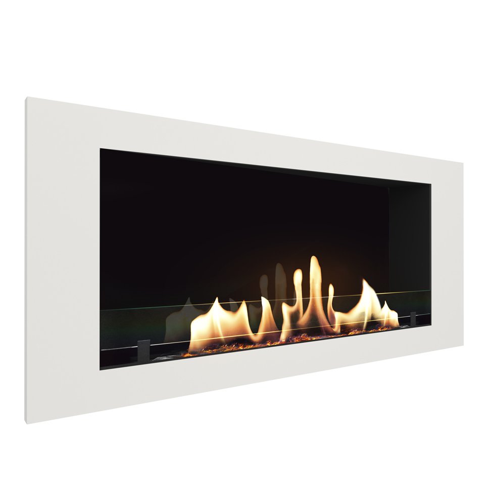 Биокамин встраиваемый SteelHeat LONG 1200 с рамкой цвет белый 