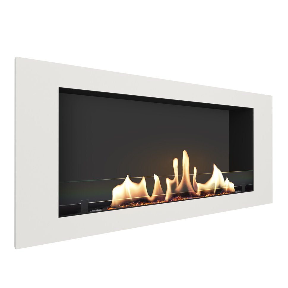 Биокамин встраиваемый SteelHeat LONG 1200 с рамкой цвет белый 