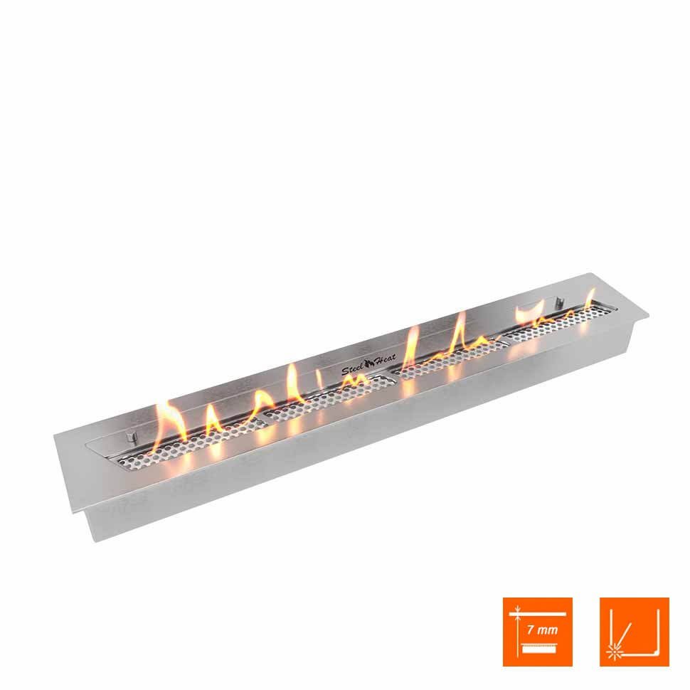 Биокамин встраиваемый SteelHeat LONG 1200 с рамкой цвет белый 