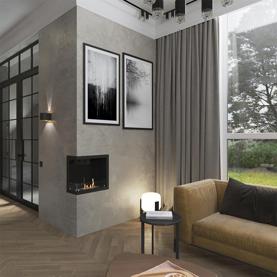 Биокамин угловой SteelHeat Leader 500 левый 