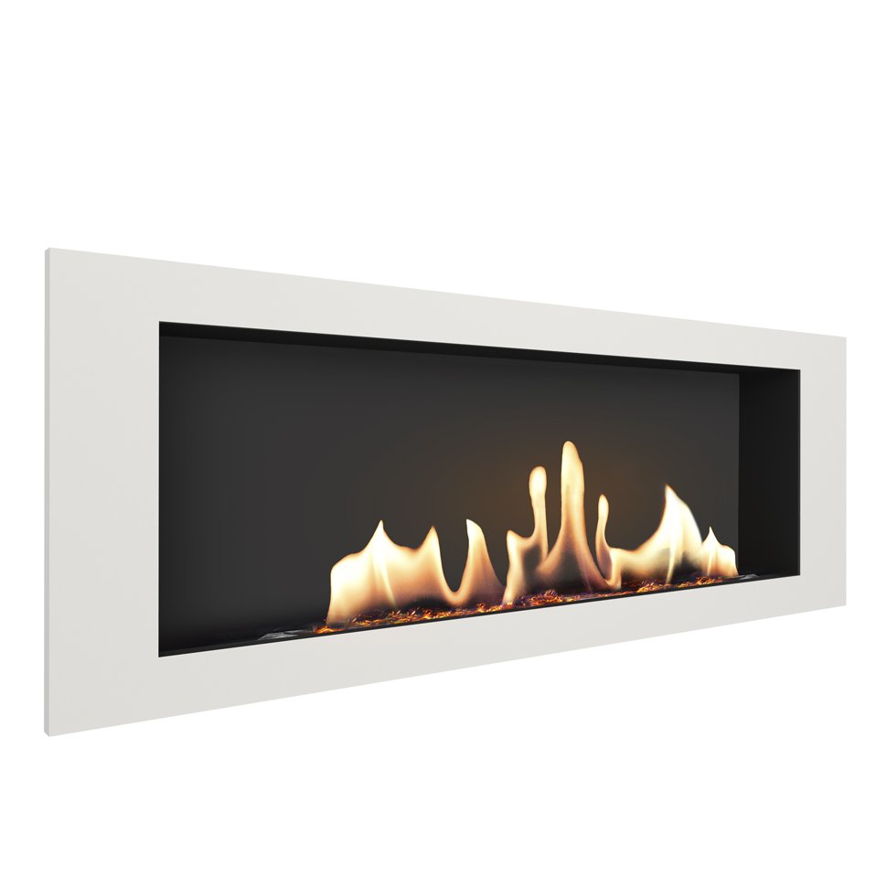 Биокамин встраиваемый SteelHeat LONG 1500 с рамкой цвет белый 