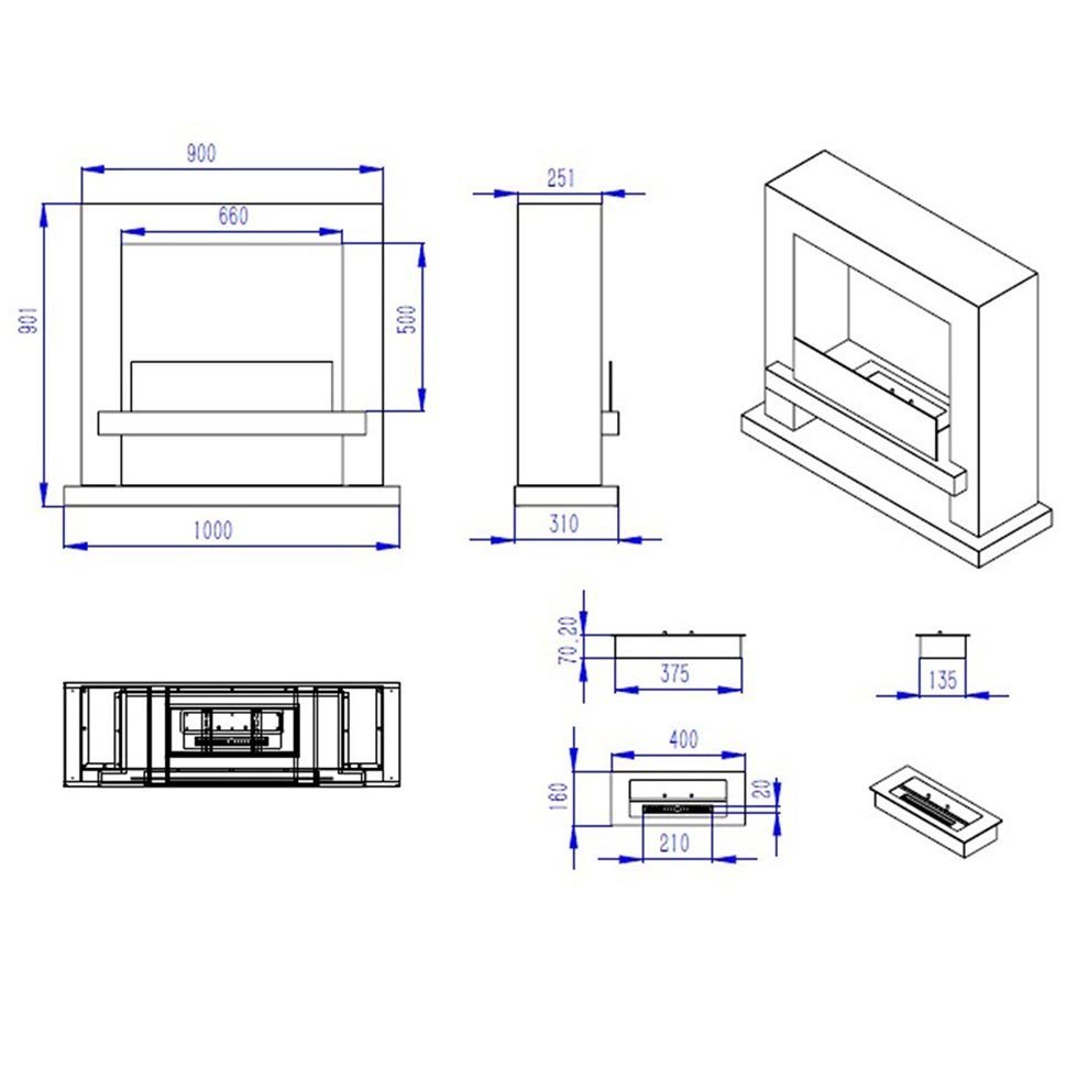 Напольный биокамин Starck белый 