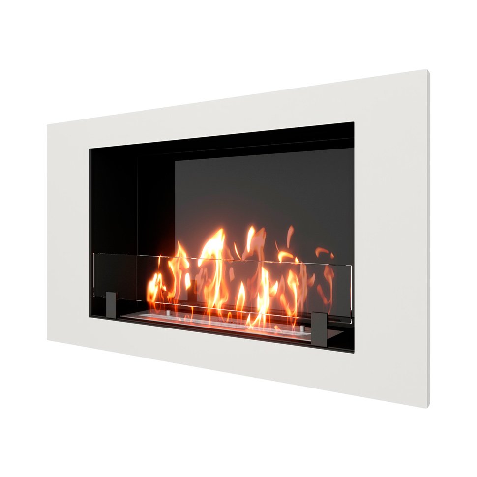 Биокамин встраиваемый SteelHeat LONG 900 с рамкой цвет белый 