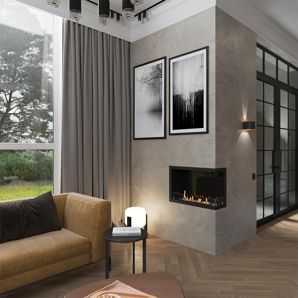 Биокамин угловой SteelHeat Leader 700 правый 