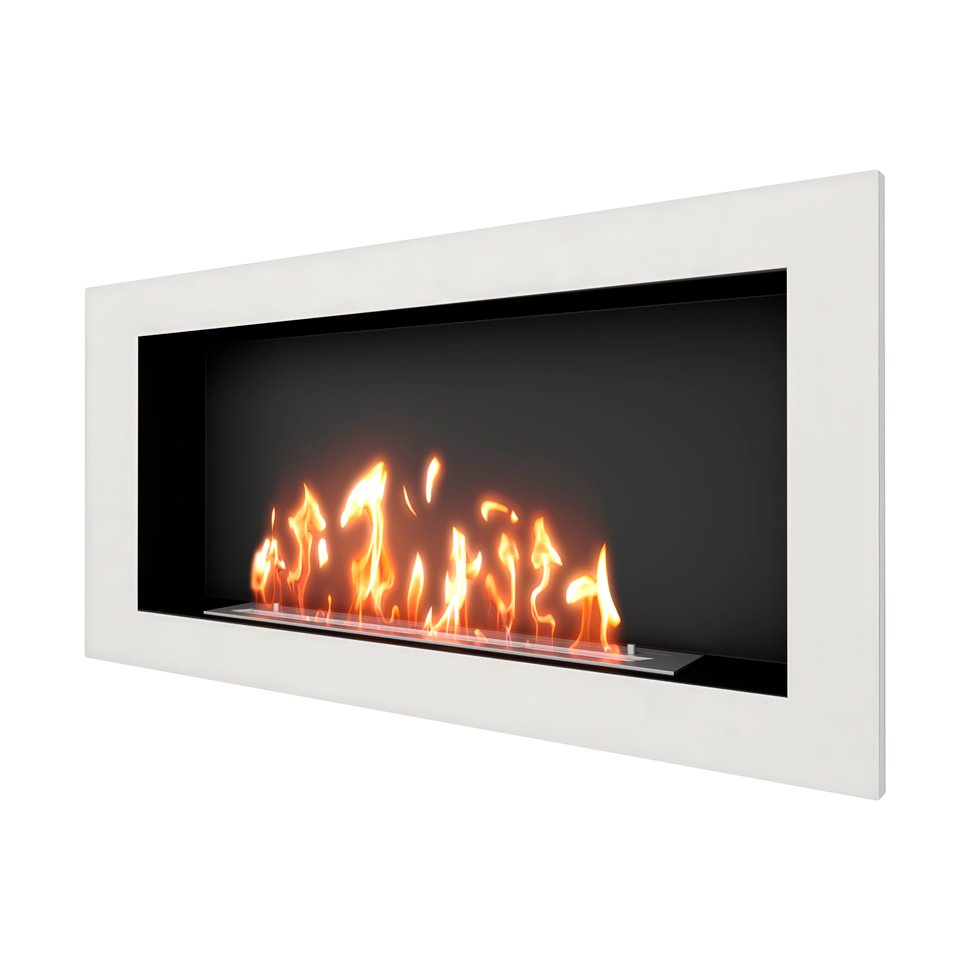 Биокамин встраиваемый SteelHeat ONE 1100 с рамкой цвет белый 