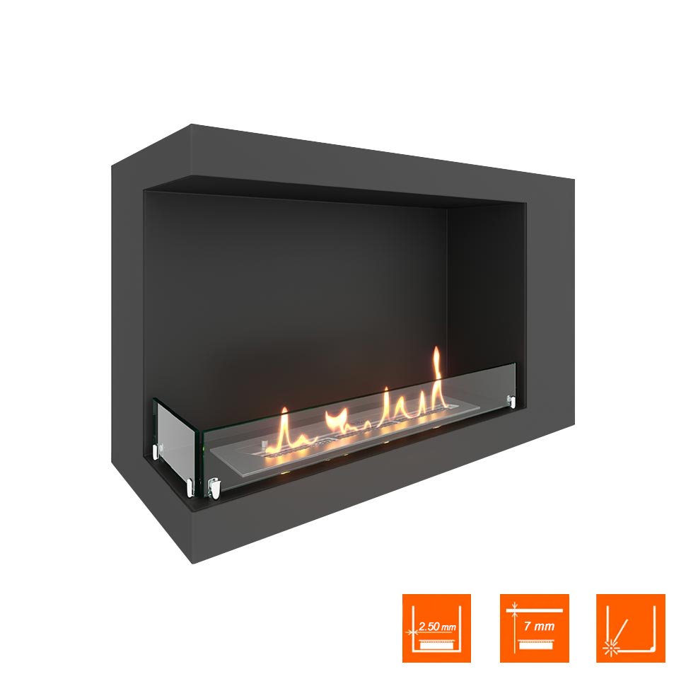 Биокамин угловой SteelHeat LONG 800 левый 