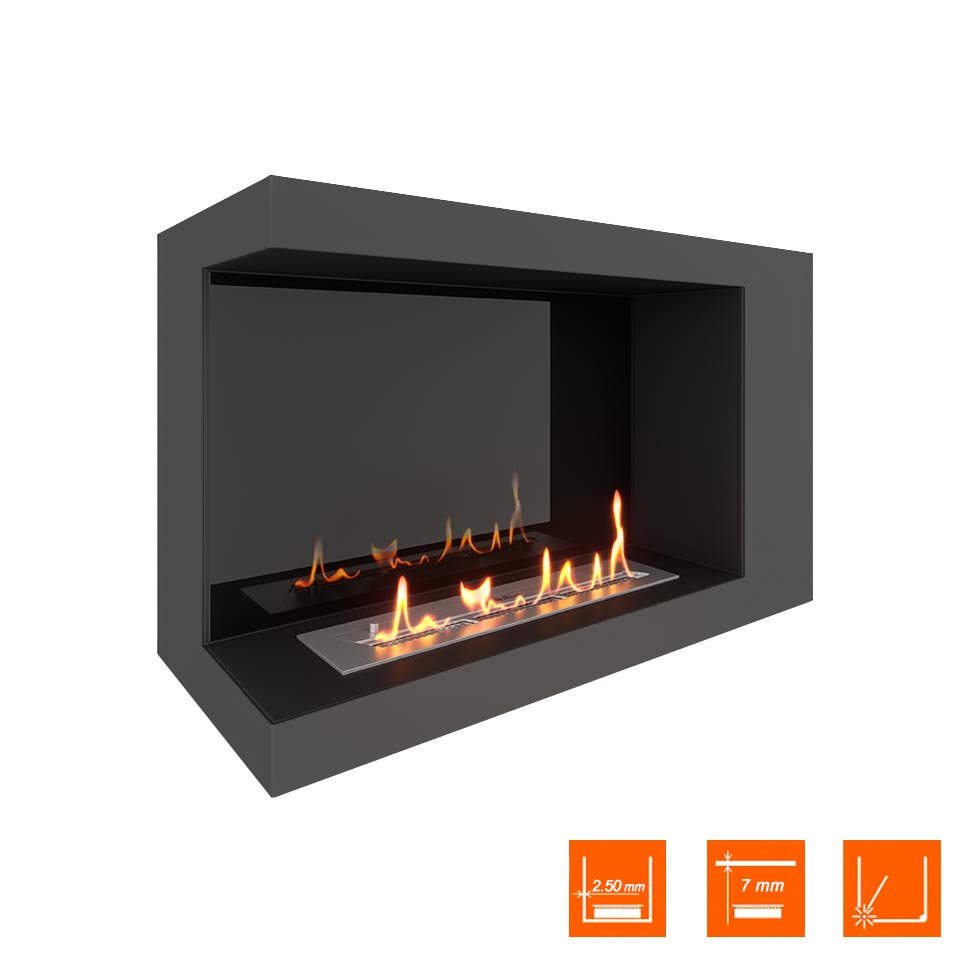 Биокамин угловой SteelHeat LONG 800 левый 