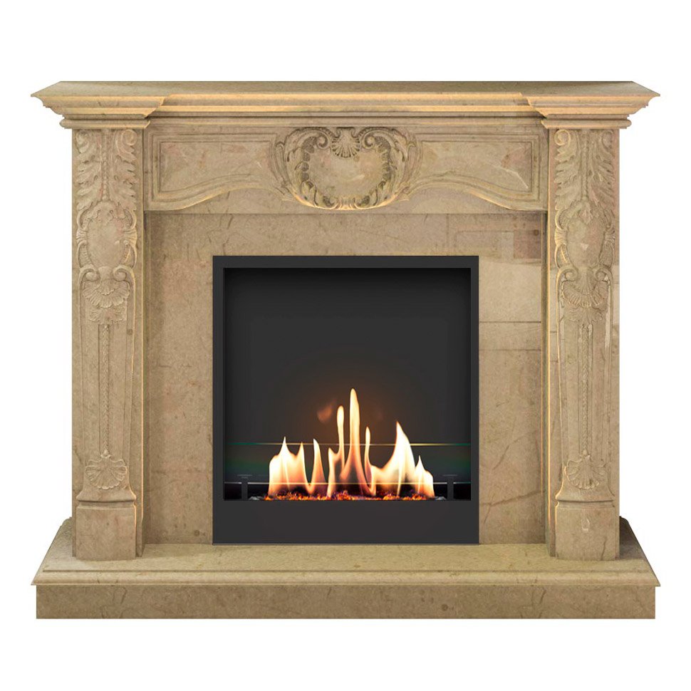 Биокамин в мраморном портале SteelHeat Mushketer 