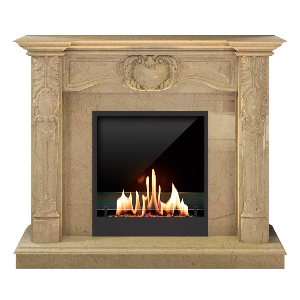 Биокамин в мраморном портале SteelHeat Mushketer 