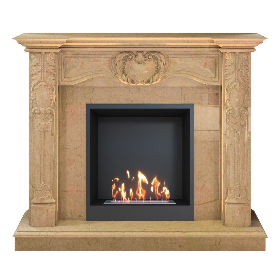 Биокамин в мраморном портале SteelHeat Mushketer M 