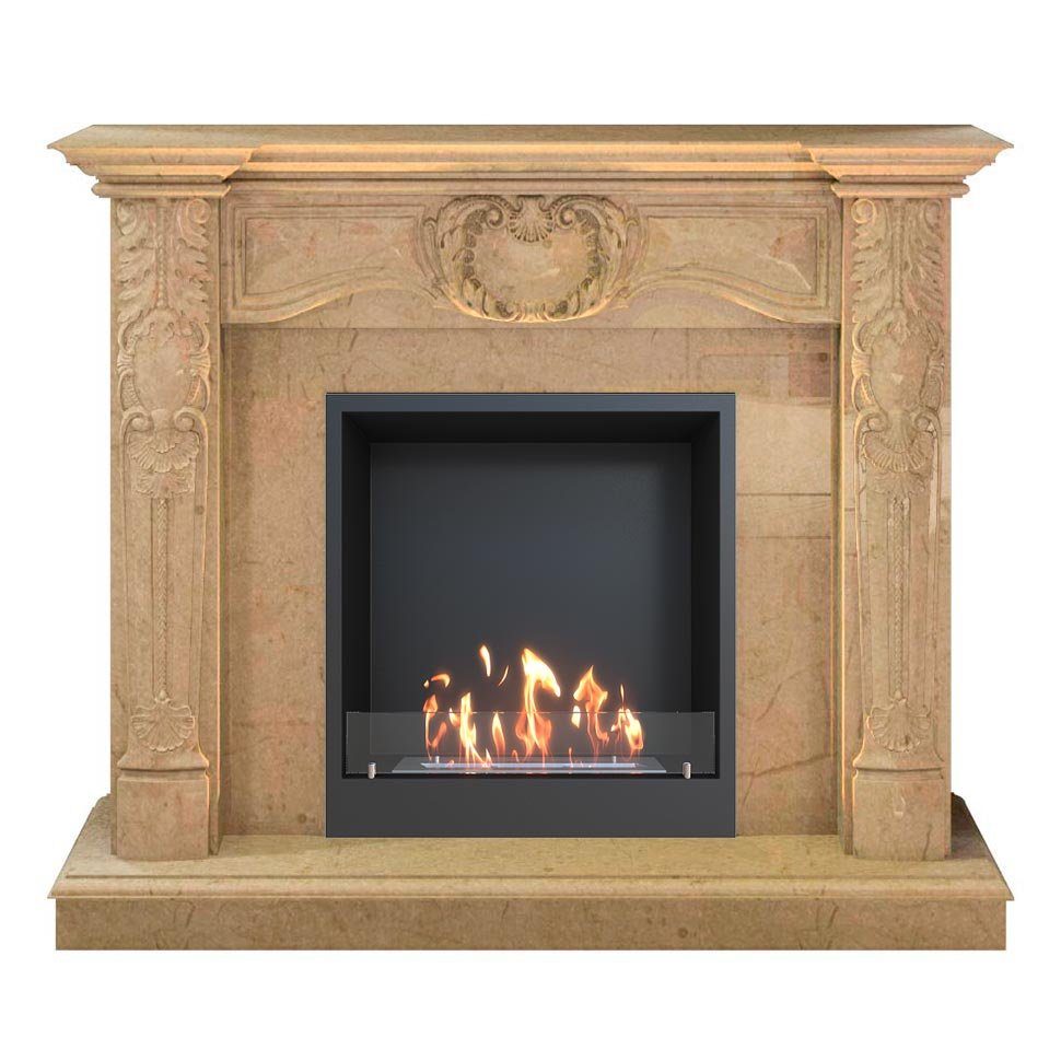 Биокамин в мраморном портале SteelHeat Mushketer M 