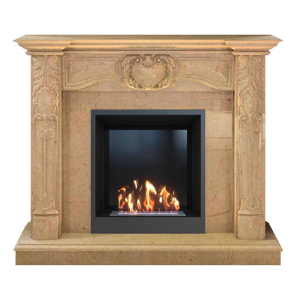 Биокамин в мраморном портале SteelHeat Mushketer M 