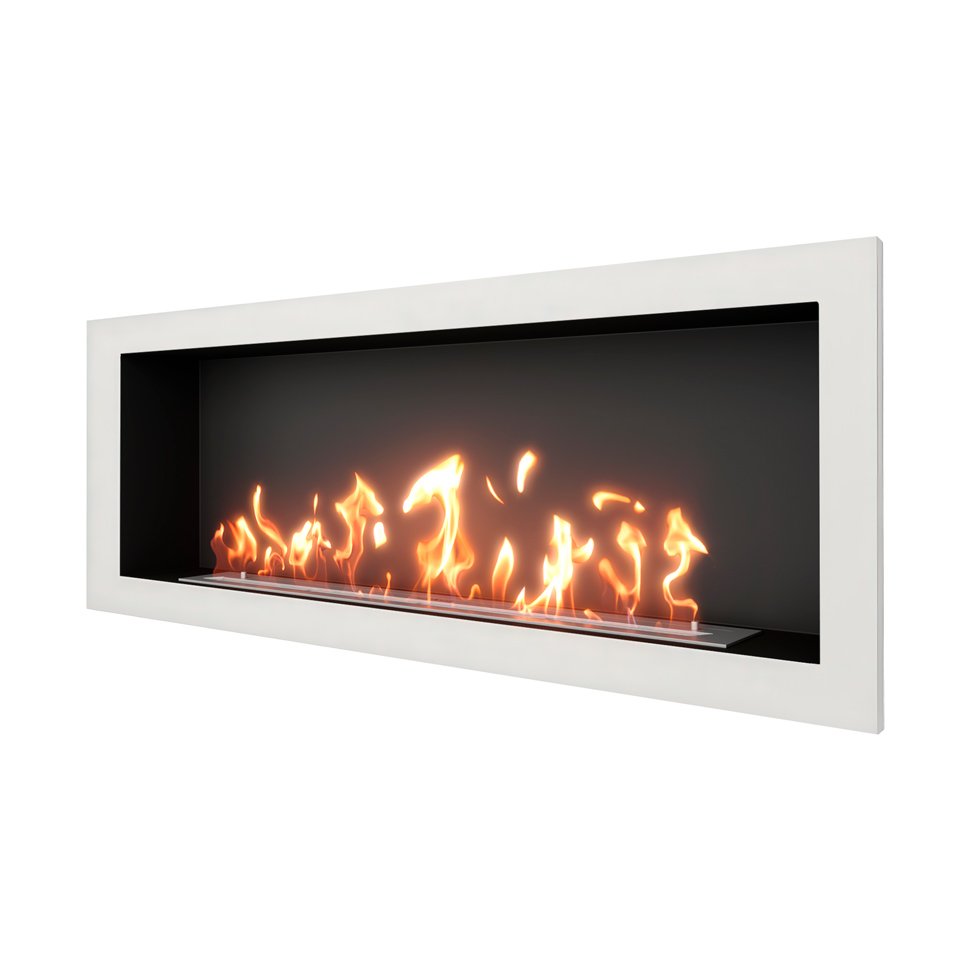 Биокамин встраиваемый SteelHeat ONE 1400 с рамкой цвет белый 