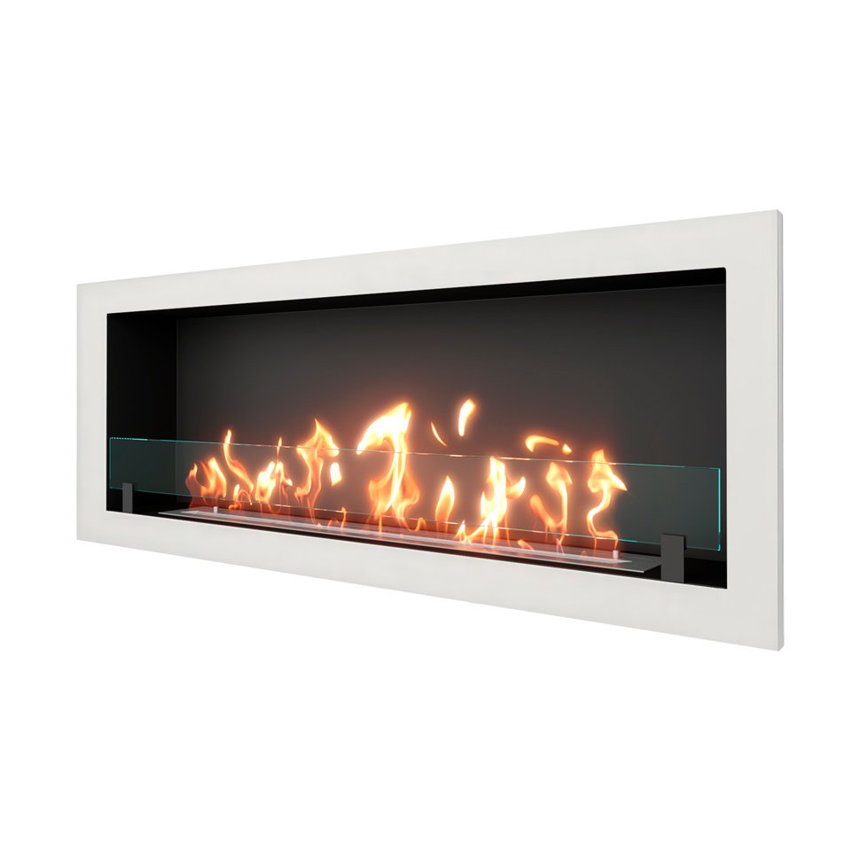 Биокамин встраиваемый SteelHeat ONE 1400 с рамкой цвет белый 