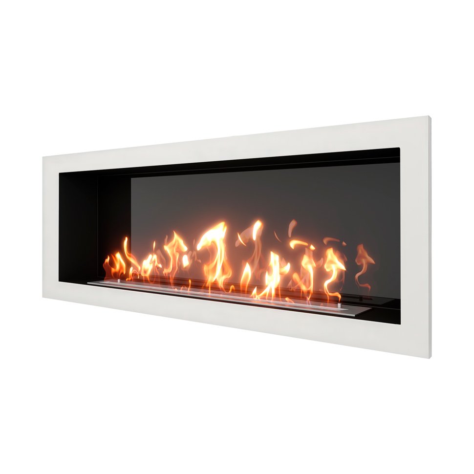 Биокамин встраиваемый SteelHeat ONE 1400 с рамкой цвет белый 