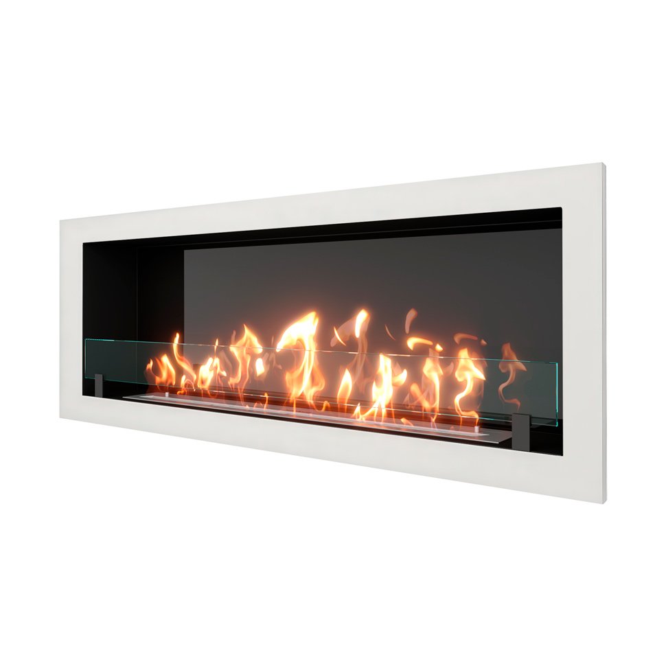 Биокамин встраиваемый SteelHeat ONE 1400 с рамкой цвет белый 