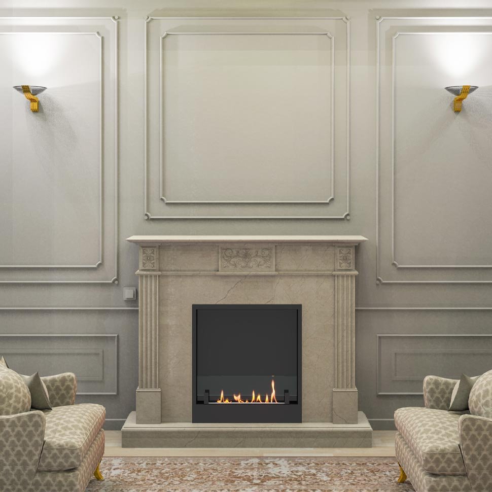 Биокамин в мраморном портале SteelHeat Lada 